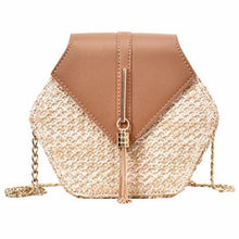 Load image into Gallery viewer, Hexagon Hay Style Handbag For Women Brown