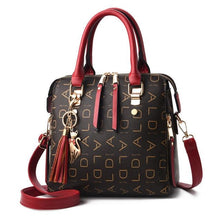 Load image into Gallery viewer, Vintage Polyurethane Leather Boston Womens Bag Wine Red / B