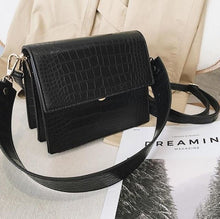 Load image into Gallery viewer, Crocodile Polyurethane Leather Classic Womens Handbag Black