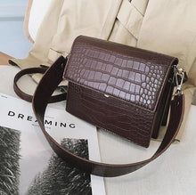 Load image into Gallery viewer, Crocodile Polyurethane Leather Classic Womens Handbag Coffee