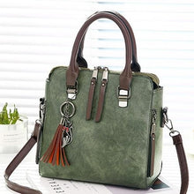 Load image into Gallery viewer, Vintage Polyurethane Leather Boston Womens Bag Army Green / A