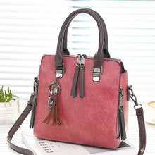 Load image into Gallery viewer, Vintage Polyurethane Leather Boston Womens Bag Dark Pink / A