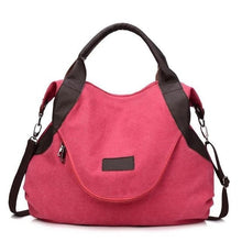 Load image into Gallery viewer, Canvas And Leather Replica Shoulder Bag For Women Pink / Large