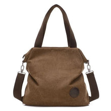 Load image into Gallery viewer, Canvas And Leather Replica Shoulder Bag For Women Coffee / Small