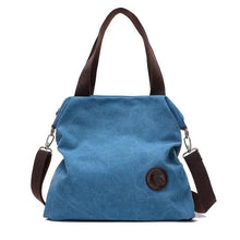 Load image into Gallery viewer, Canvas And Leather Replica Shoulder Bag For Women Lake Blue / Small
