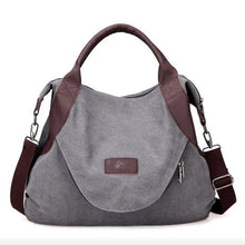 Load image into Gallery viewer, Canvas And Leather Replica Shoulder Bag For Women Gray / Large