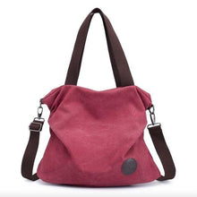 Load image into Gallery viewer, Canvas And Leather Replica Shoulder Bag For Women Wine Red / Small