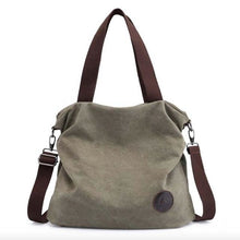 Load image into Gallery viewer, Canvas And Leather Replica Shoulder Bag For Women Army Green / Small