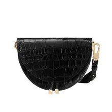 Load image into Gallery viewer, Crocodile Leather Replica Half-Circle Womens Purse Black