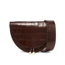 Load image into Gallery viewer, Crocodile Leather Replica Half-Circle Womens Purse Brown