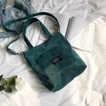 Load image into Gallery viewer, Corduroy Casual Shoulder Bag For Women Blackish Green