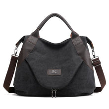 Load image into Gallery viewer, Canvas And Leather Replica Shoulder Bag For Women Black / Large