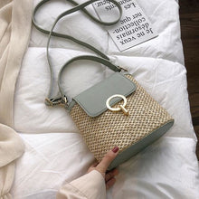 Load image into Gallery viewer, Canvas Polyurethane Leather Womens Cross-Body Handbag Green
