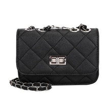 Load image into Gallery viewer, Leather Replica Chain Hasp Cross-Body Bag Womens Handbag Black